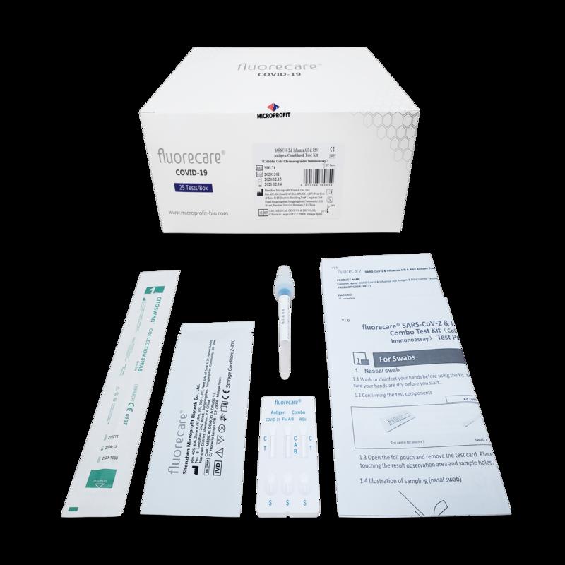 Комбінований тест-набір для визначення антигенів SARS-CoV-2 та грипу A/B і RSV (хроматографічний імуноферментний аналіз з колоїдним золотом)